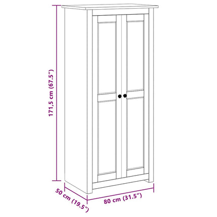 klædeskab Panama-serien 80x50x171,5 cm massivt fyrretræ hvid