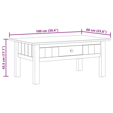 sofabord 100x60x43,5 cm massivt fyrretræ Panama hvid