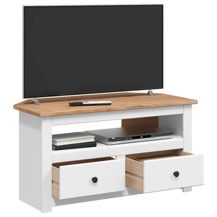 tv-skænk 93 x 49 x 49 cm massivt fyrretræ Panama hvid