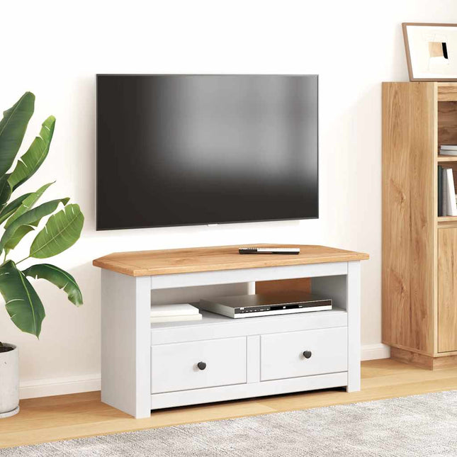 tv-skænk 93 x 49 x 49 cm massivt fyrretræ Panama hvid