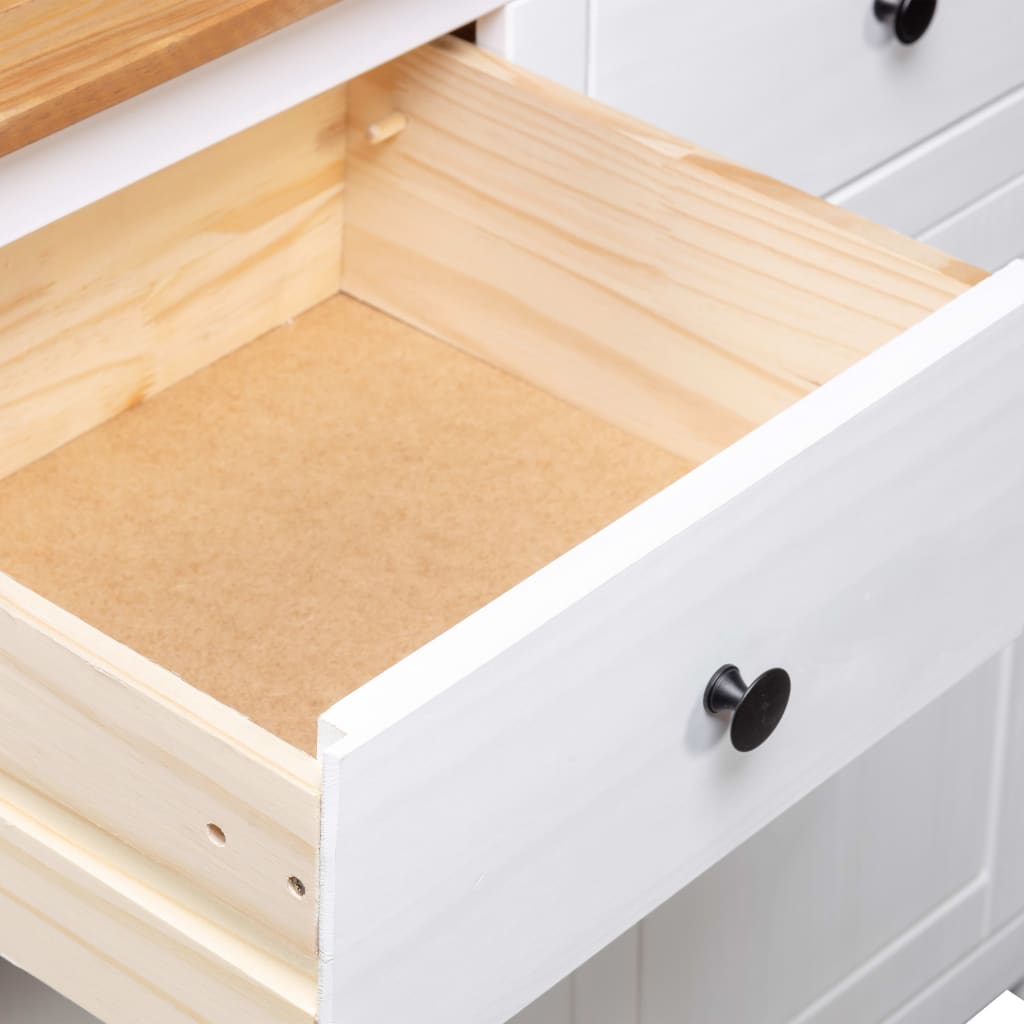 skænk Panama-serien 93x40x80 cm massivt fyrretræ hvid