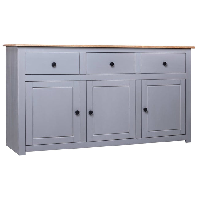 skænk Panama-serien 135x40x80 cm massivt fyrretræ grå