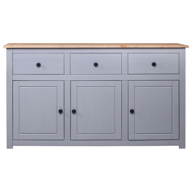 skænk Panama-serien 135x40x80 cm massivt fyrretræ grå