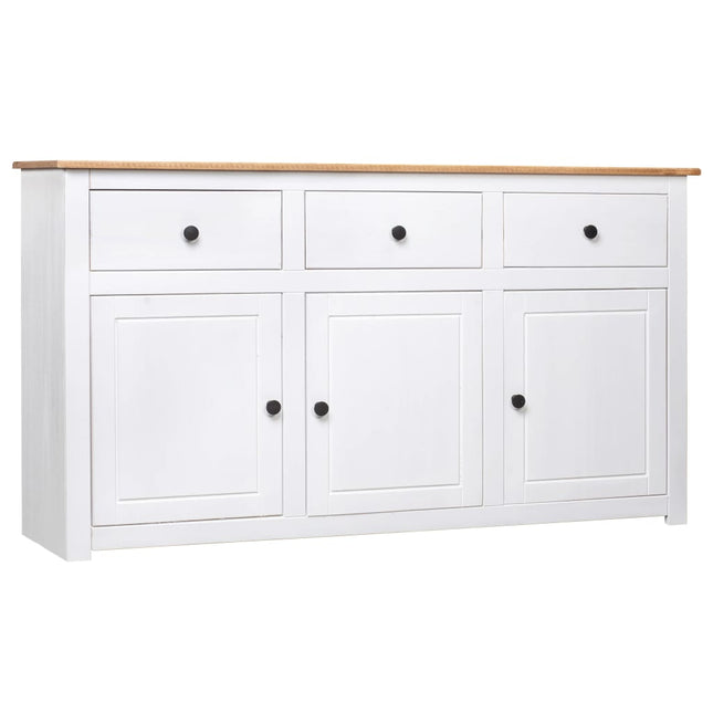 skænk Panama-serien 135x40x80 cm massivt fyrretræ hvid