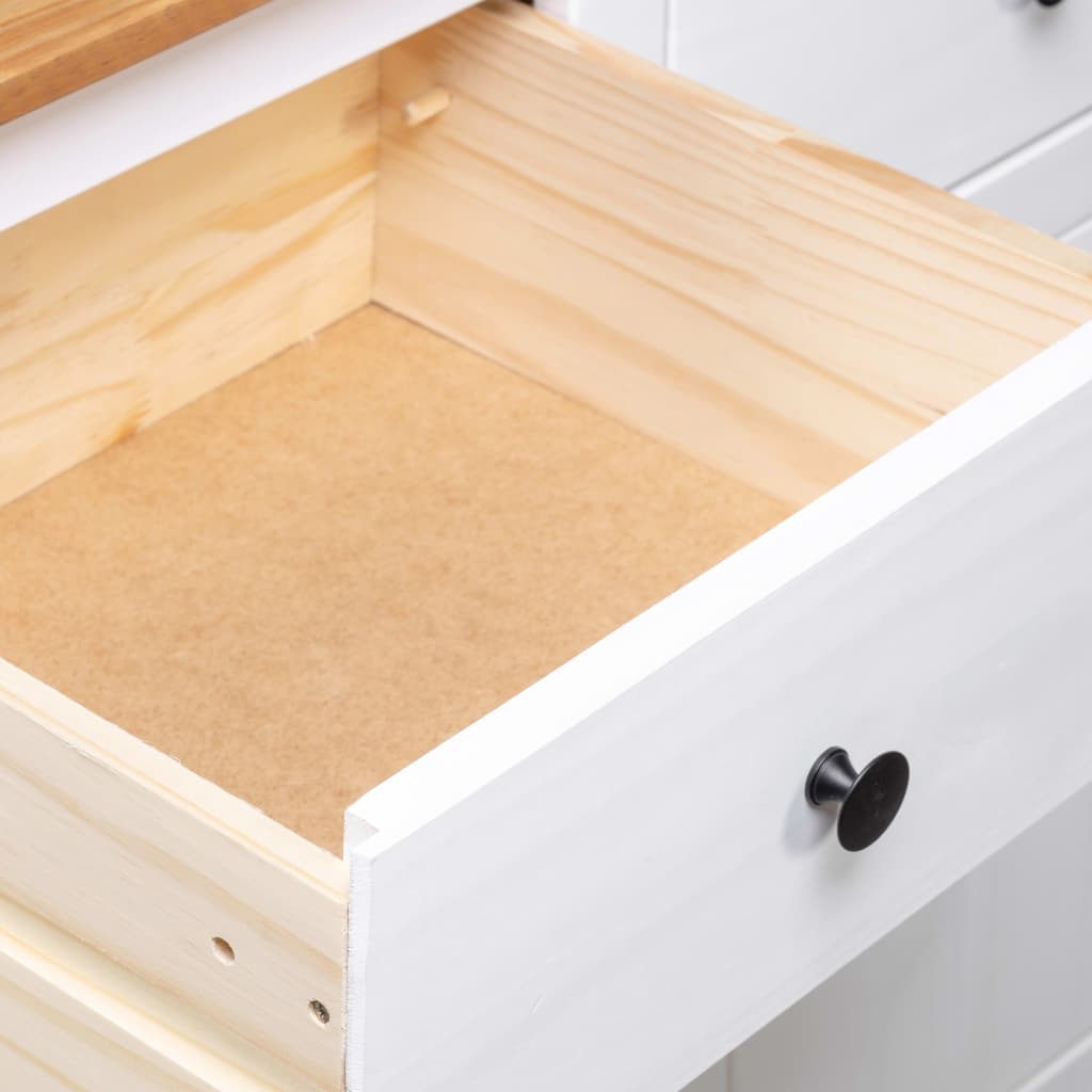 skænk Panama-serien 135x40x80 cm massivt fyrretræ hvid