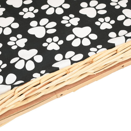 hundekurv med hynde  50x33x30 cm naturlig pil
