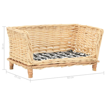 hundekurv med hynde  50x33x30 cm naturlig pil