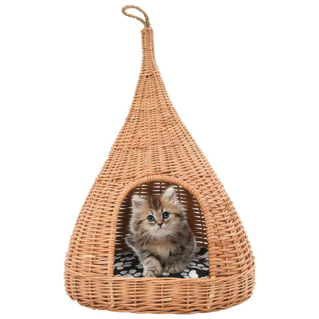 kattehus med hynde 40 x 60 cm tipifacon naturligt piletræ