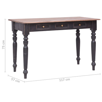 skrivebord med 3 skuffer 117x57x75 cm massivt mahognitræ