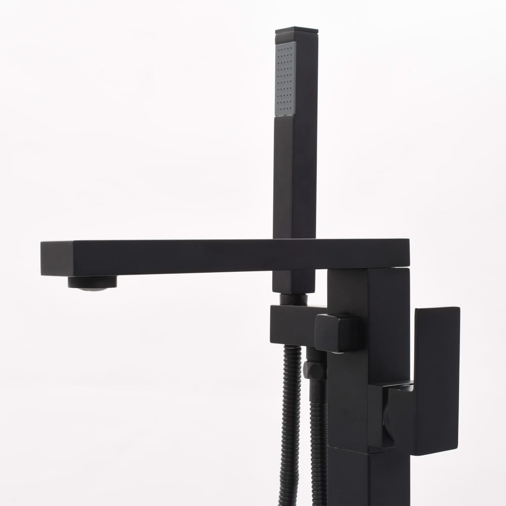 fritstående badekarsarmatur 90 cm rustfrit stål sort
