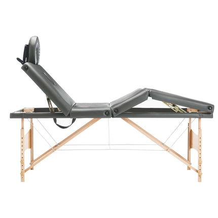 massagebord med 4 zoner træstel 186x68 cm antracitgrå
