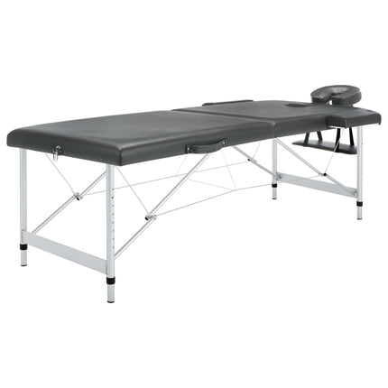 massagebord med 2 zoner aluminiumsstel 186x68 cm antracitgrå