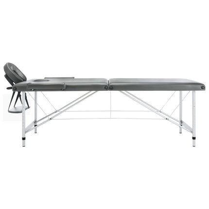 massagebord med 2 zoner aluminiumsstel 186x68 cm antracitgrå
