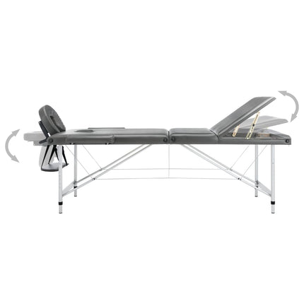 massagebord med 3 zoner aluminiumsstel 186 x 68 cm antracitgrå