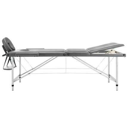 massagebord med 3 zoner aluminiumsstel 186 x 68 cm antracitgrå