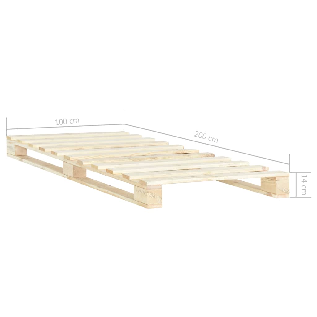Pallesengestel massivt fyrretræ 100 x 200 cm