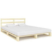 Pallesengestel med sengegavl 140x200 cm massivt fyrretræ