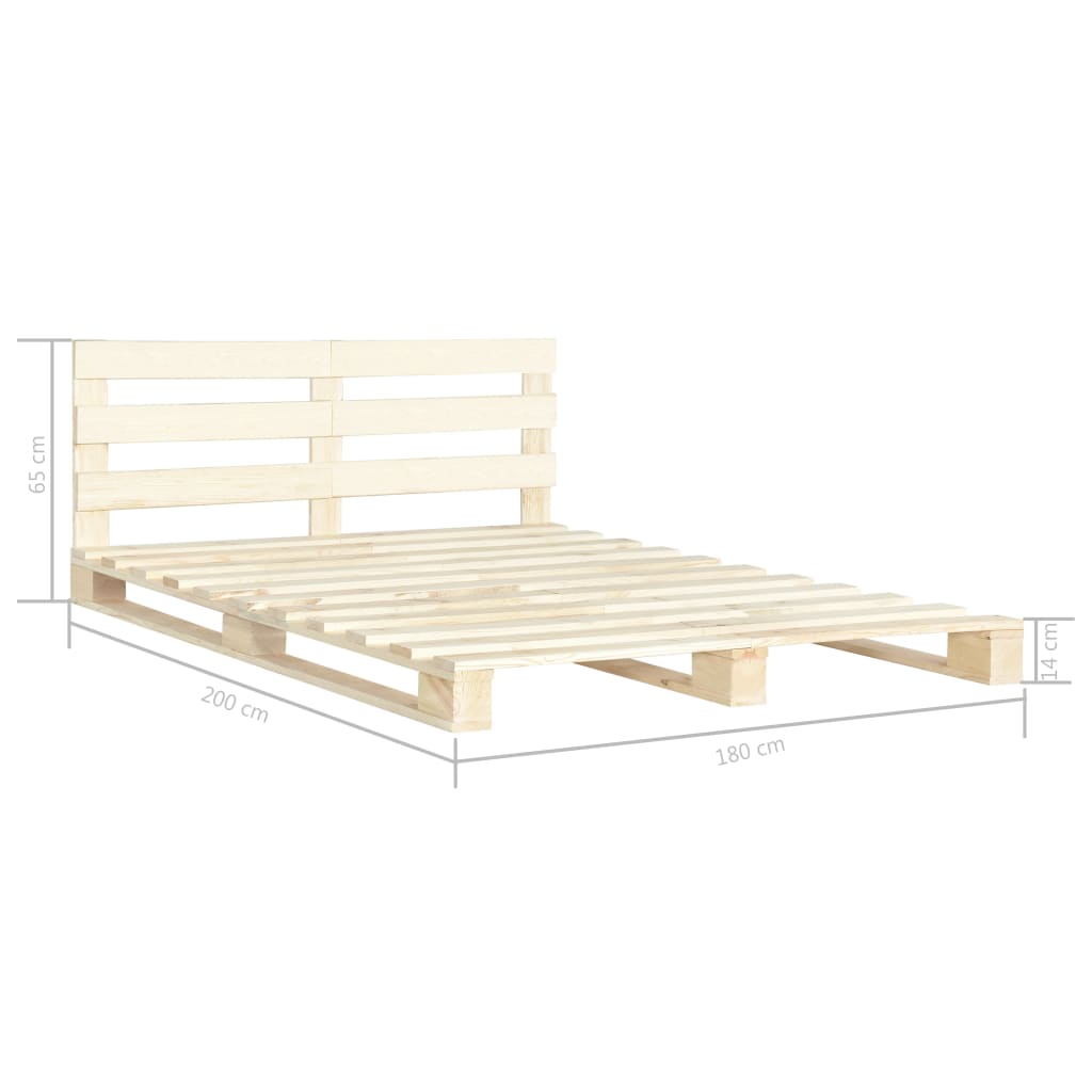 palleseng massivt fyrretræ 180 x 200 cm