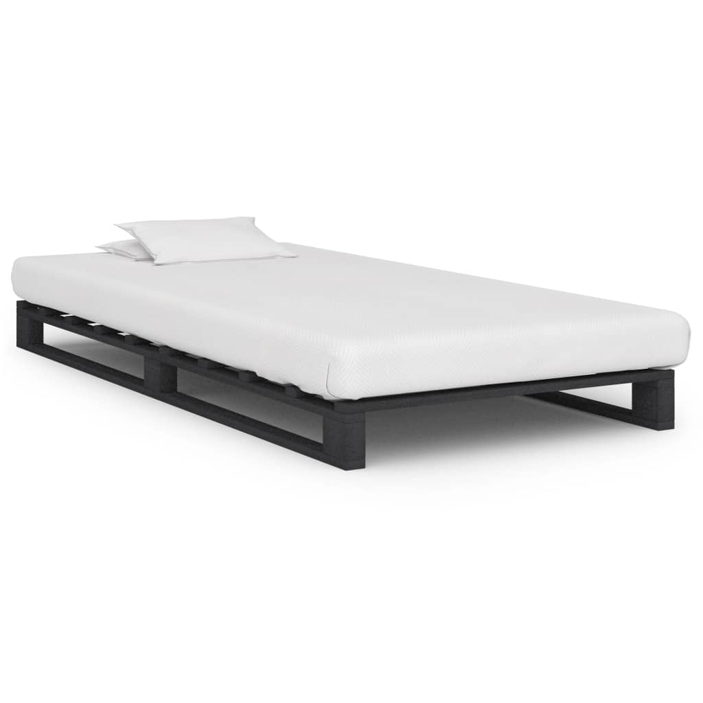 Pallesengestel massivt fyrretræ 90 x 200 cm grå
