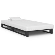 Pallesengestel massivt fyrretræ 90 x 200 cm grå