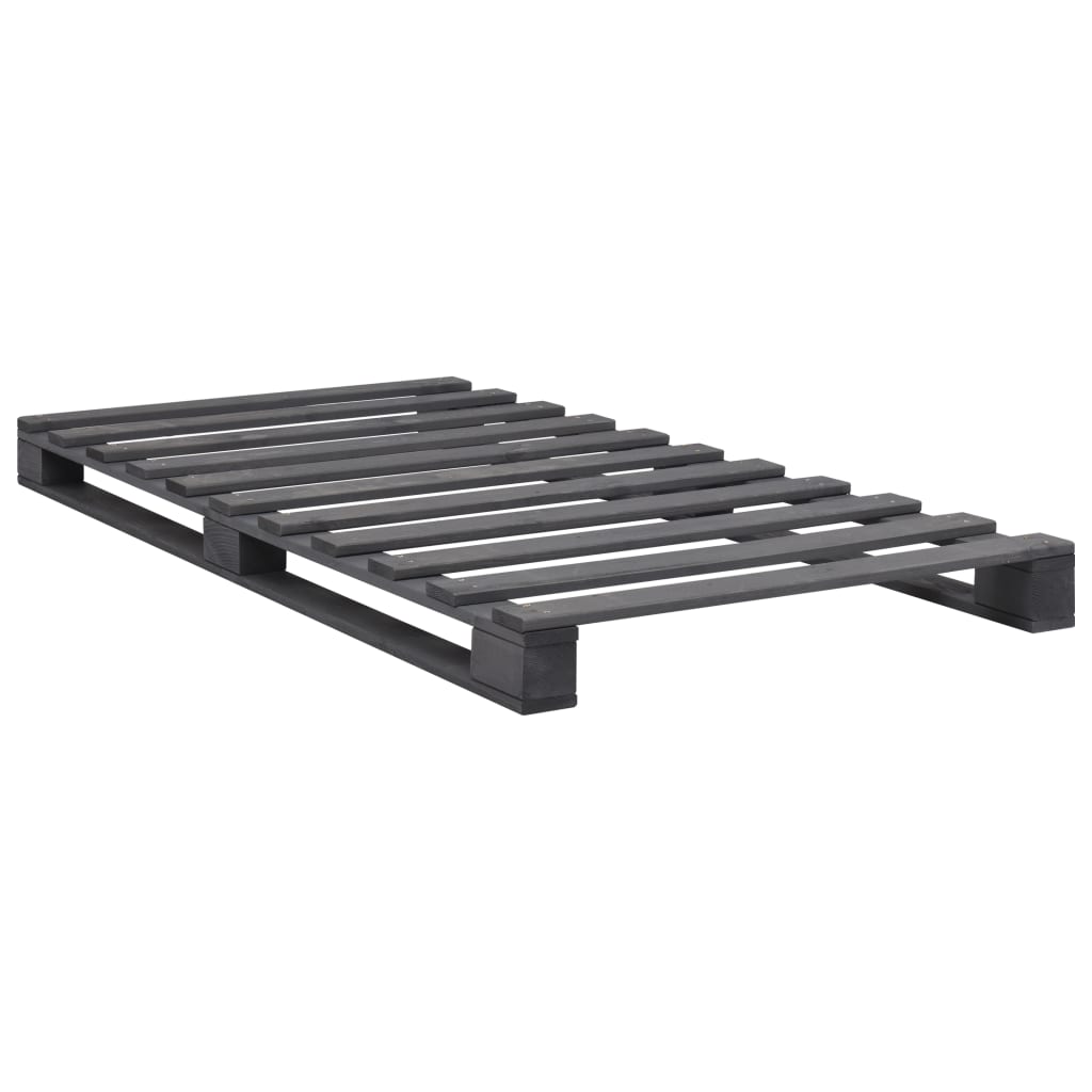 Pallesengestel massivt fyrretræ 90 x 200 cm grå