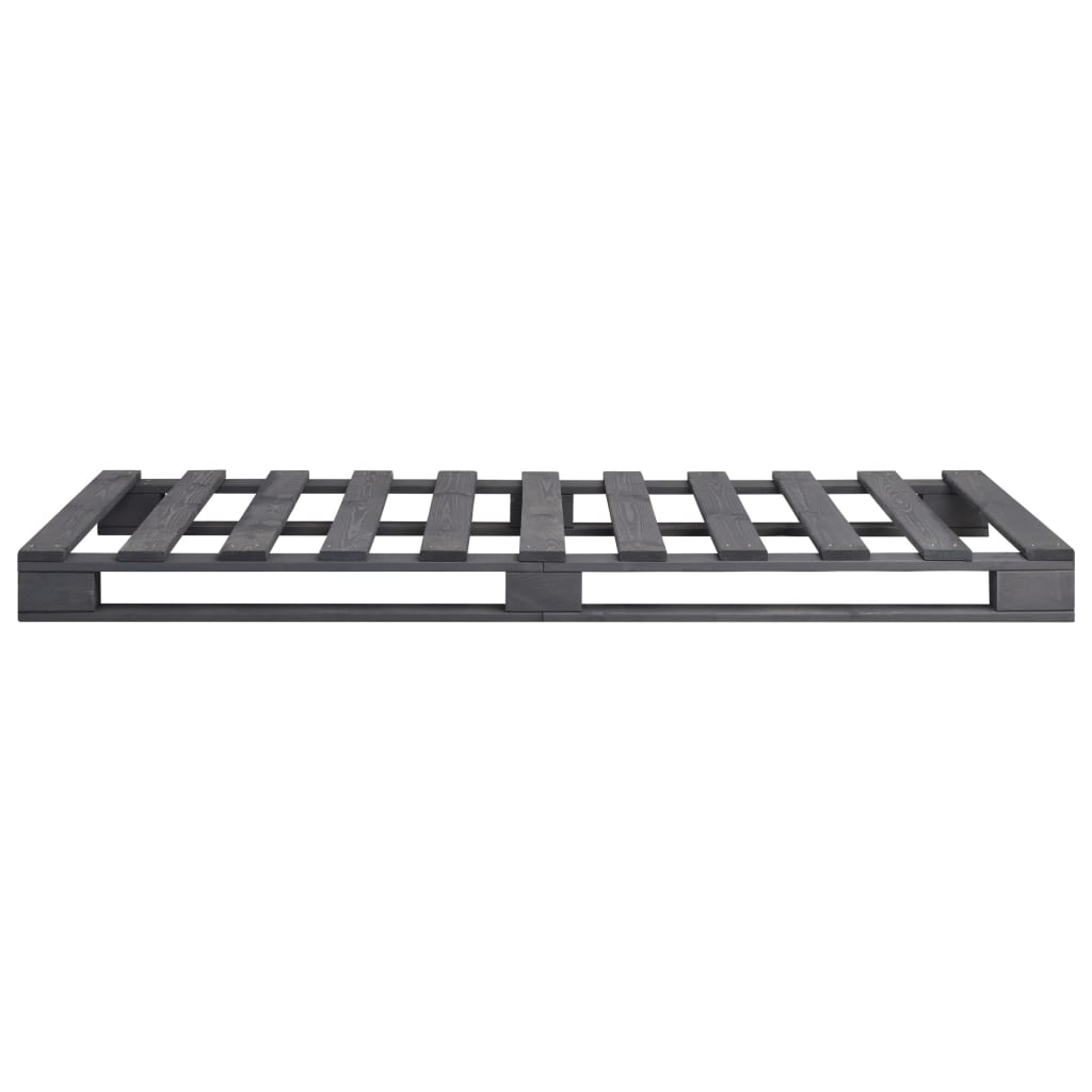 Pallesengestel massivt fyrretræ 90 x 200 cm grå