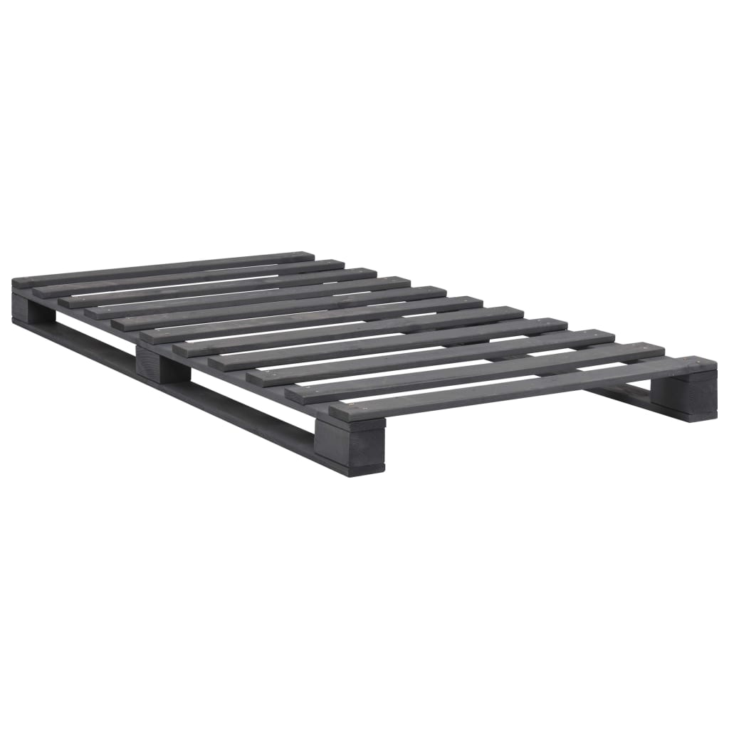 Pallesengestel massivt fyrretræ 100 x 200 cm grå
