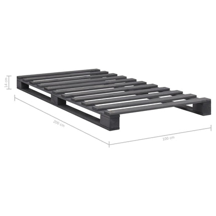 Pallesengestel massivt fyrretræ 100 x 200 cm grå