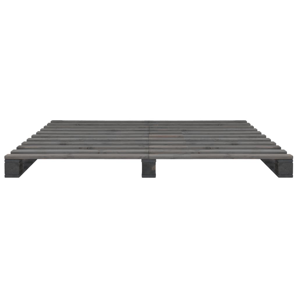 Pallesengestel 140x200 cm massivt fyrretræ grå