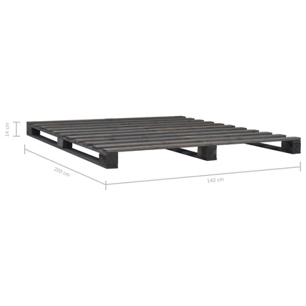 Pallesengestel 140x200 cm massivt fyrretræ grå