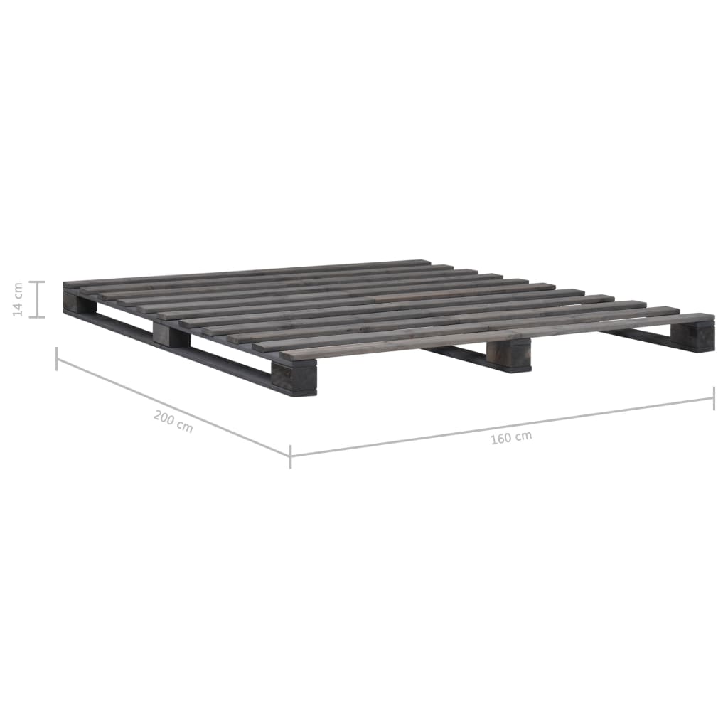 palleseng massivt fyrretræ 160 x 200 cm grå