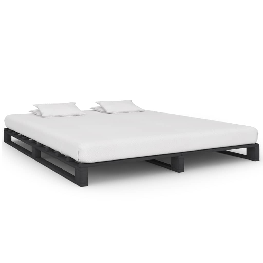 Pallesengestel 180x200 cm massivt fyrretræ grå