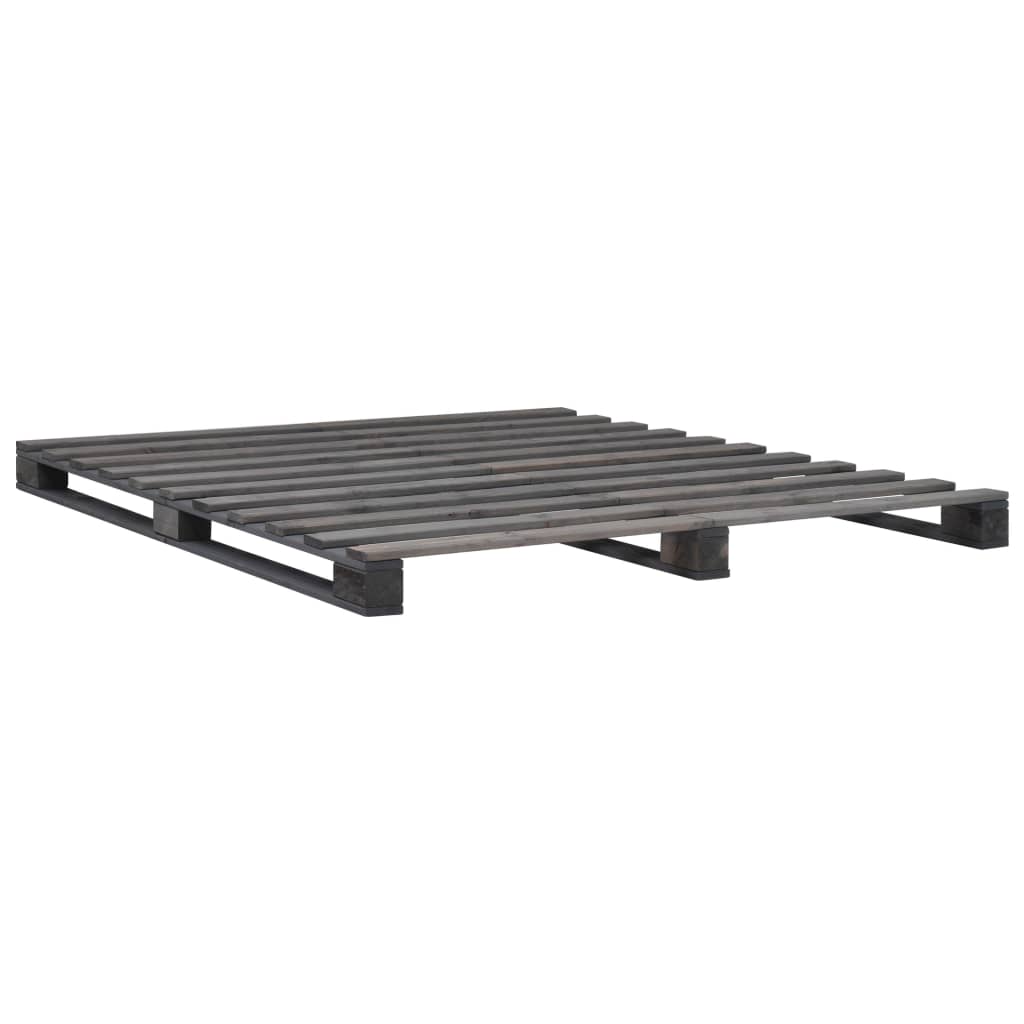 Pallesengestel massivt fyrretræ 200 x 200 cm grå