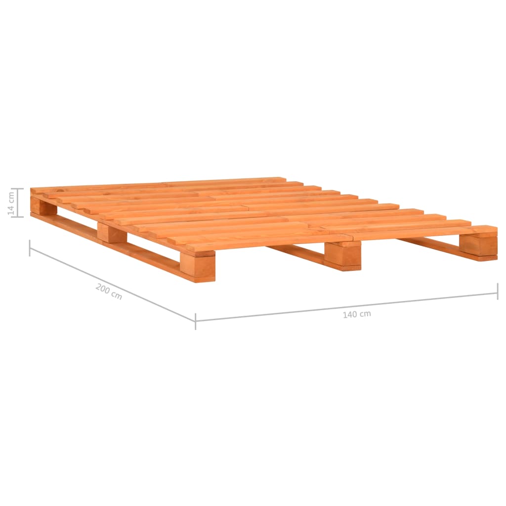 pallesengestel 140x200 cm massivt fyrretræ brun