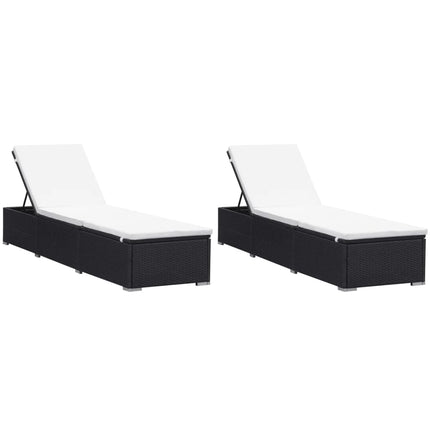 liggestole med hynder 2 stk. polyrattan sort