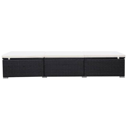 liggestole med hynder 2 stk. polyrattan sort