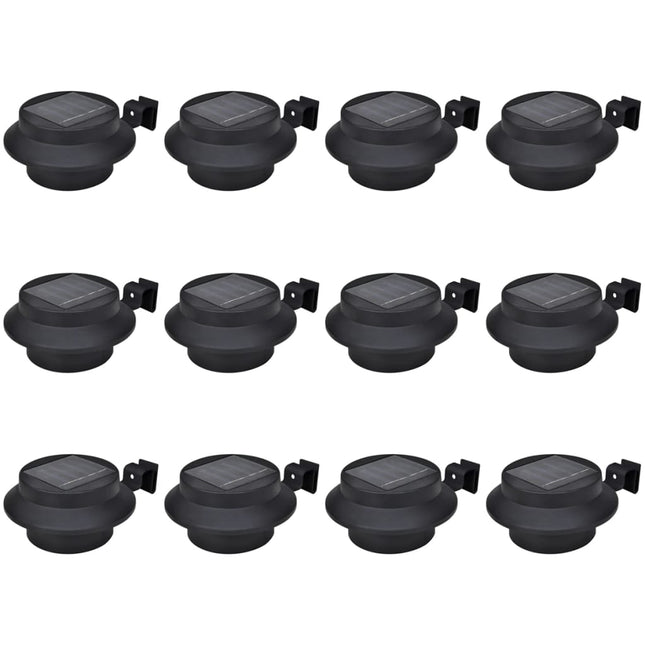 soldrevne hegnslamper LED 12 stk. sort