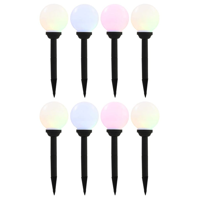soldrevne udendørslamper LED 8 stk. 15 cm runde RGB