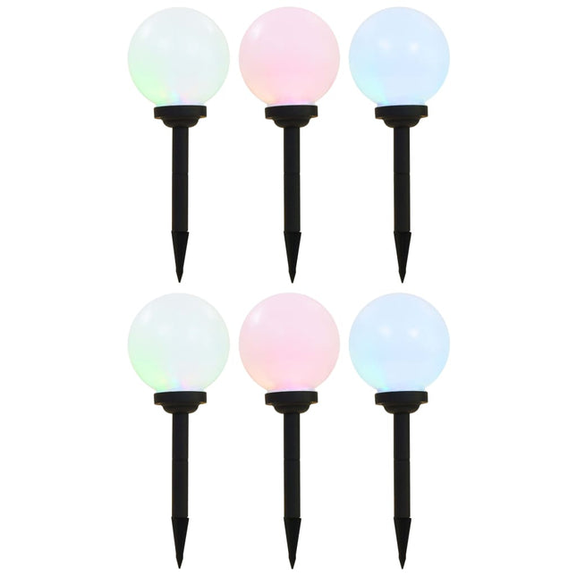 soldrevne udendørslamper LED 6 stk. 20 cm rund RGB