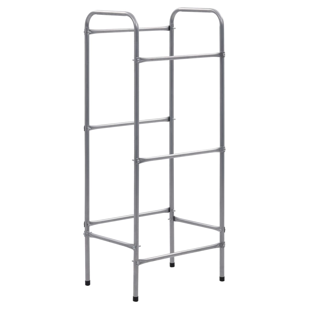 opbevaringsstativ til 3 kasser 50x33x116 cm stål sølvfarvet