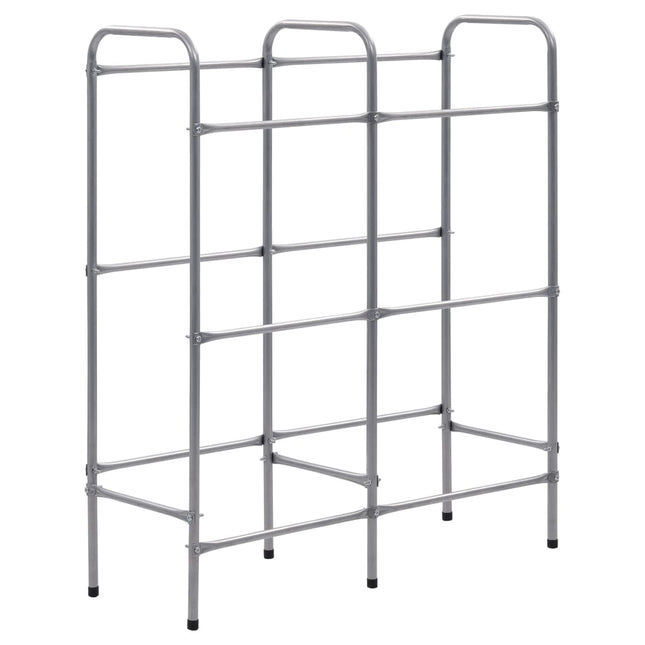 opbevaringsstativ til 6 kasser 96x33x116 cm stål sølvfarvet