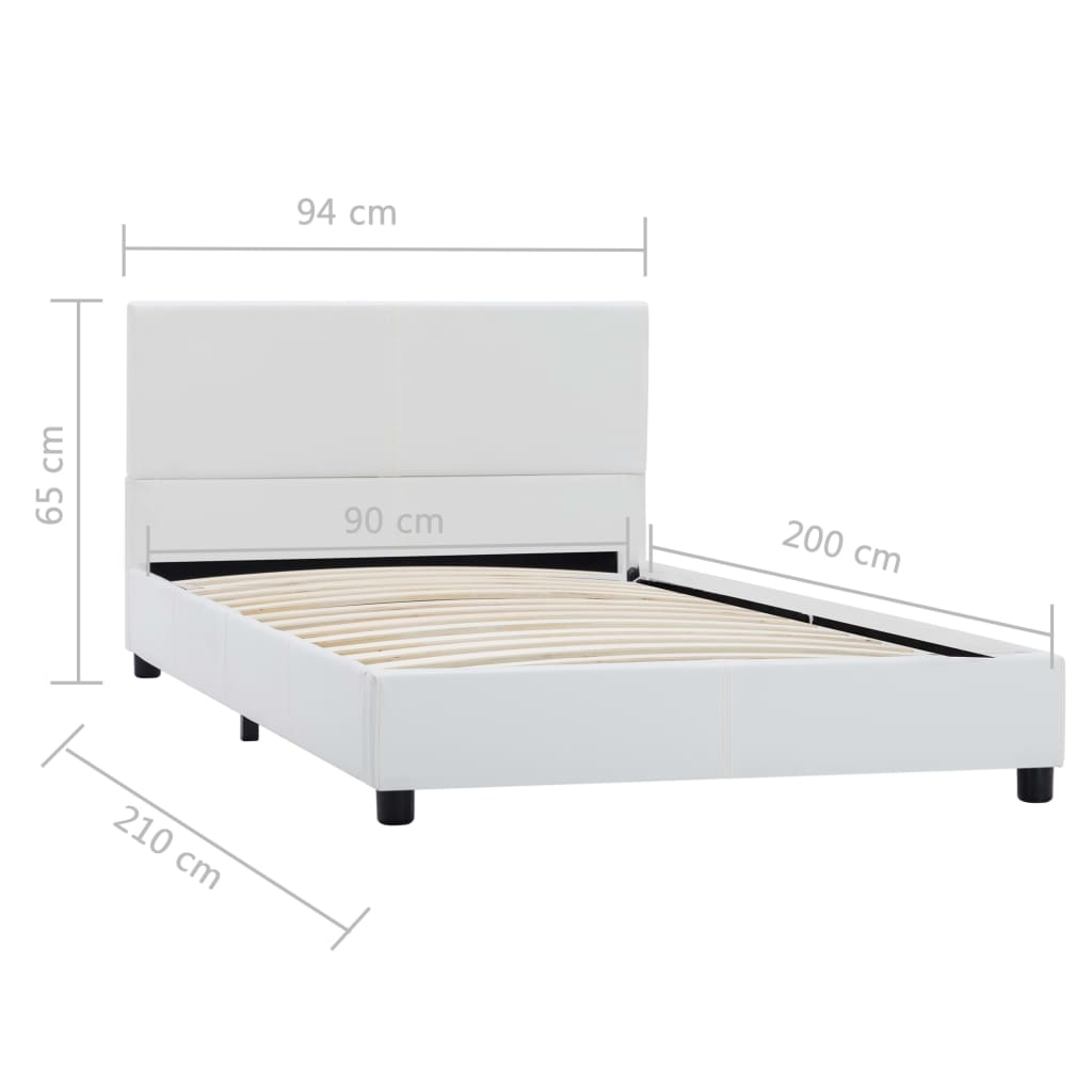 sengestel 90x200 cm kunstlæder hvid