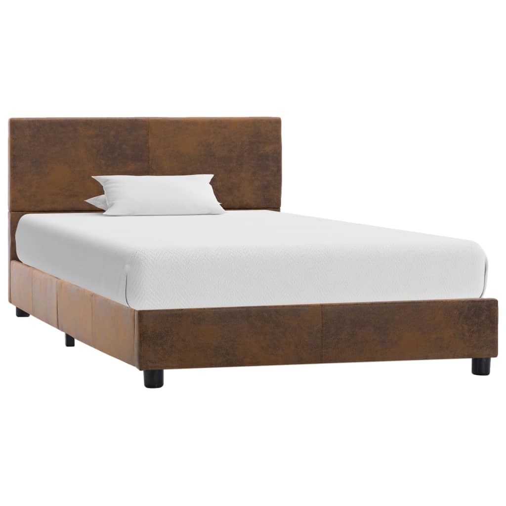 sengestel 90x200 cm imiteret ruskind brun