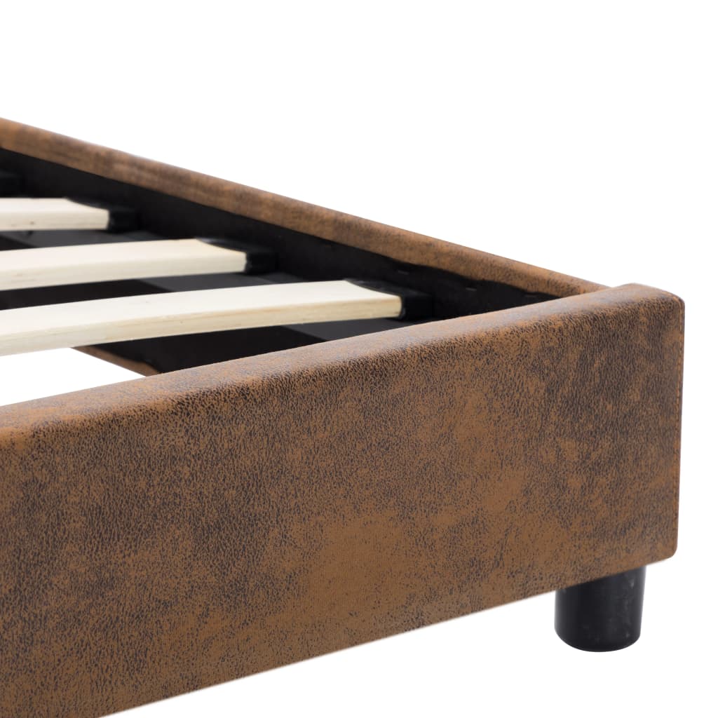 sengestel 90x200 cm imiteret ruskind brun