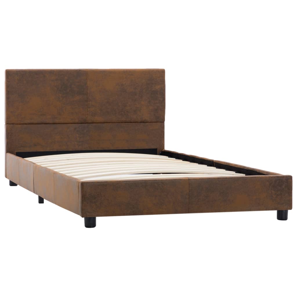 sengestel 100x200 cm imiteret ruskind brun