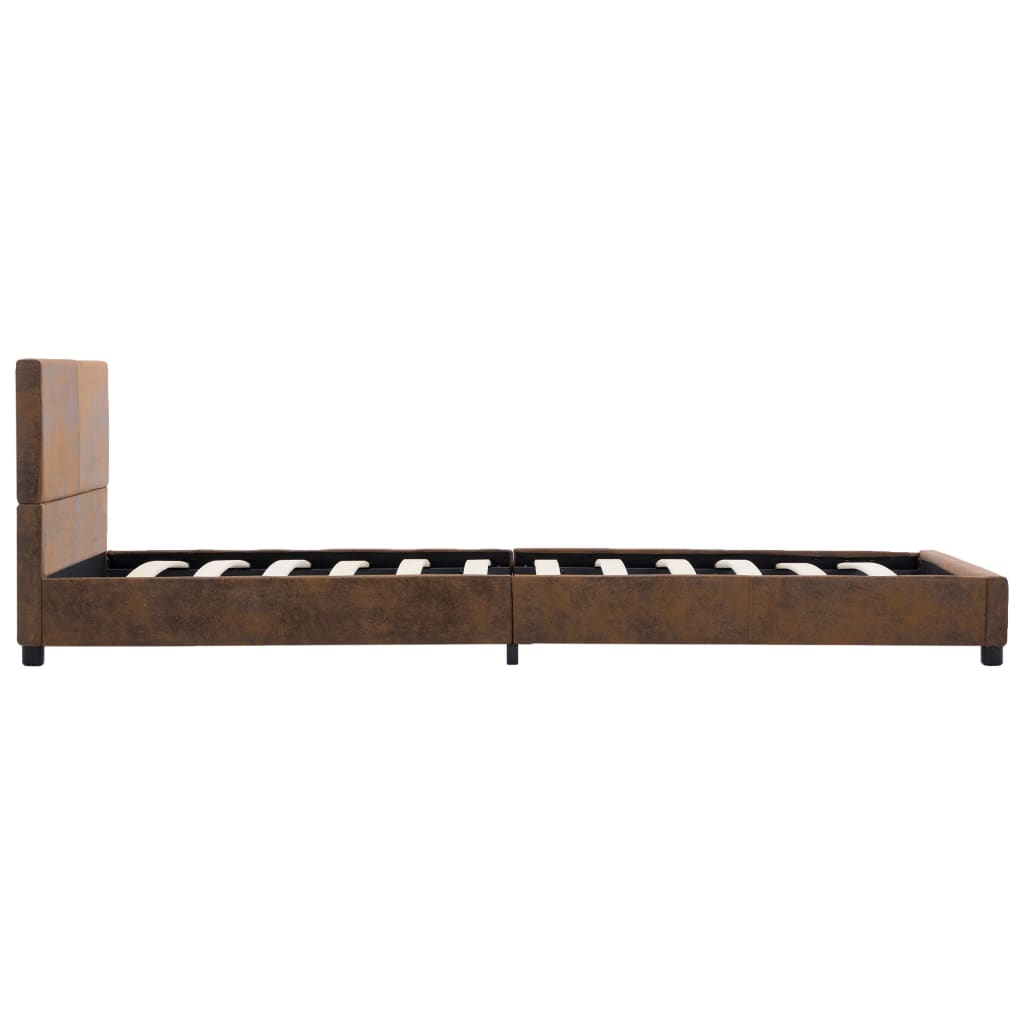sengestel 100x200 cm imiteret ruskind brun