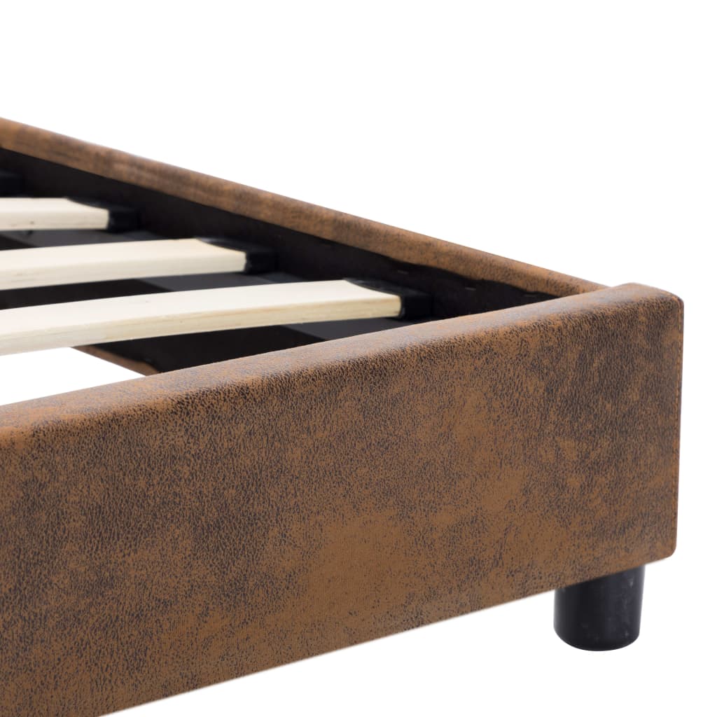 sengestel 100x200 cm imiteret ruskind brun