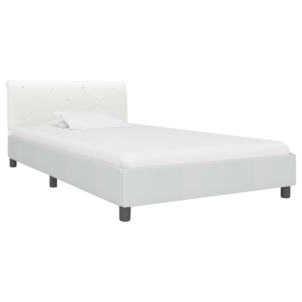 sengestel 90x200 cm hvid kunstlæder