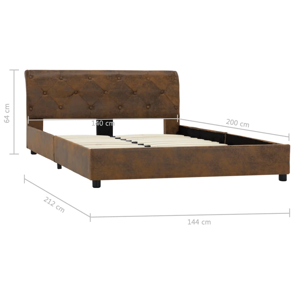 sengestel 140 x 200 cm imiteret ruskind brun
