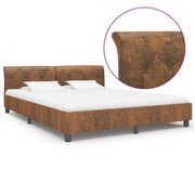 sengestel 160x200 cm imiteret ruskind brun